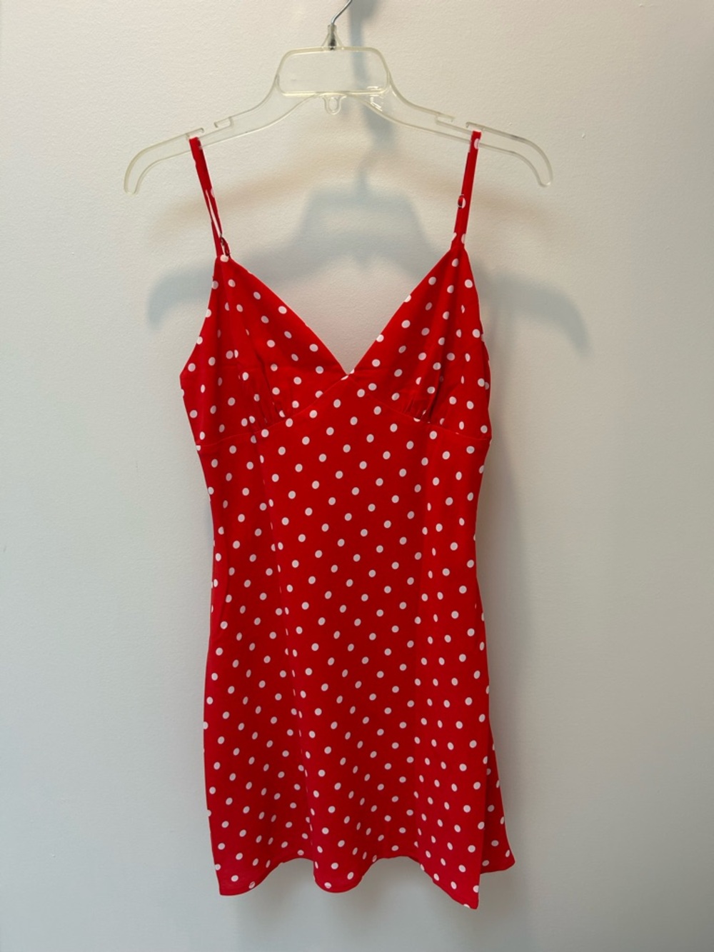 Princess Polly Red Polka Dot V-Neck Slip Dress